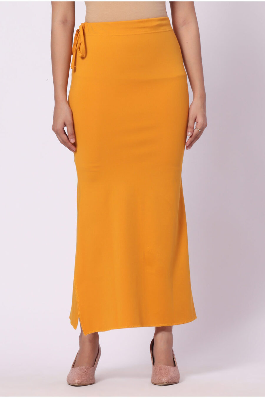 Foryourself Women Mustard Plain - Saree Shape Wear