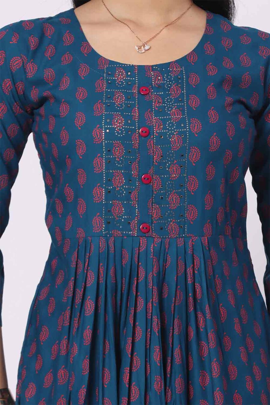 Foryourself Navy Blue with print and stone work Kurti