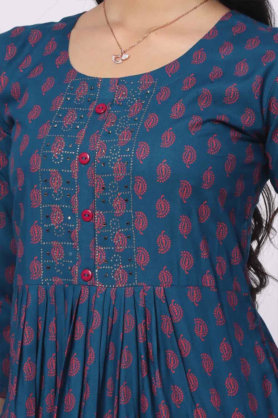 Foryourself Navy Blue with print and stone work Kurti