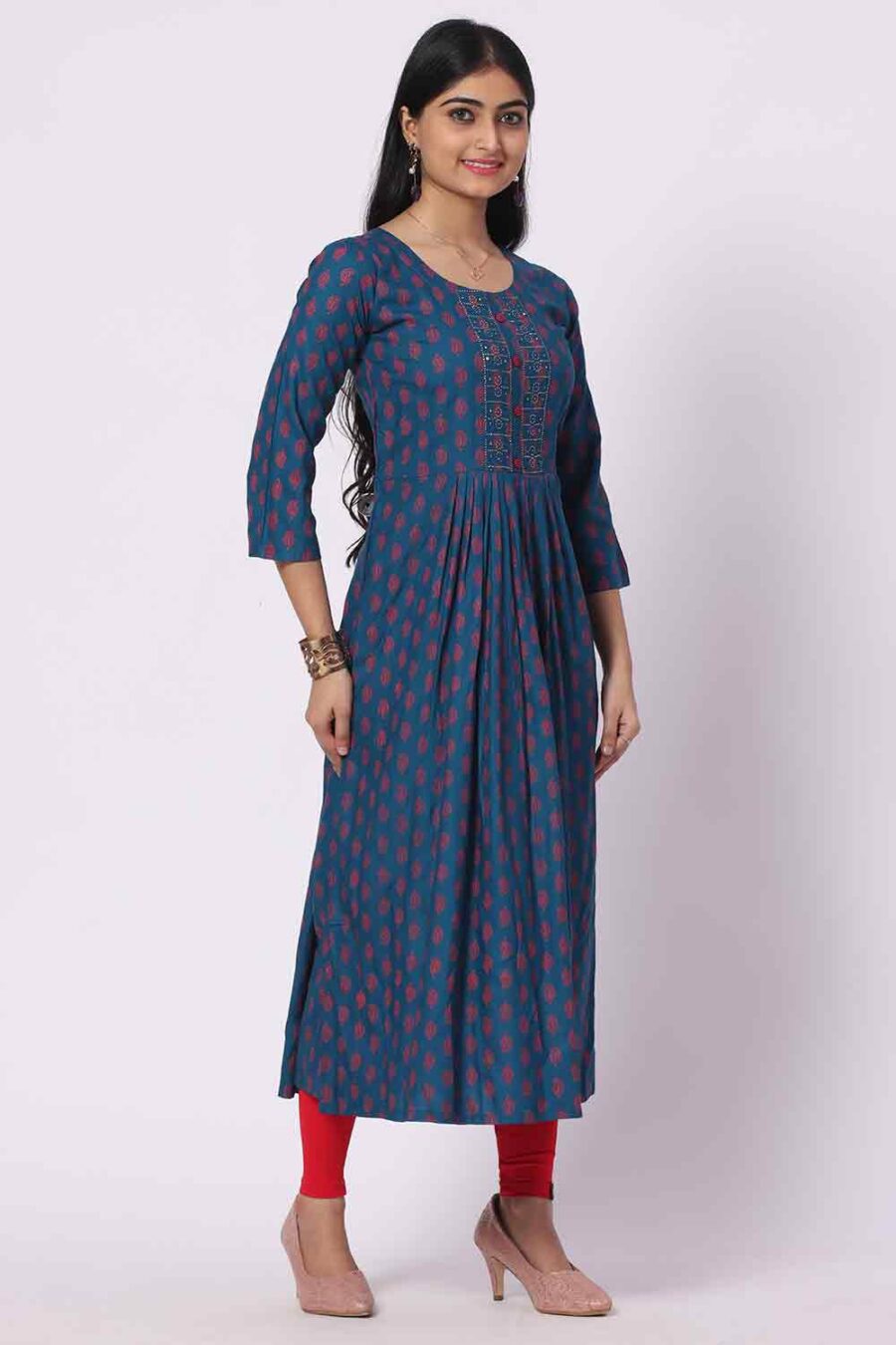Foryourself Navy Blue with print and stone work Kurti