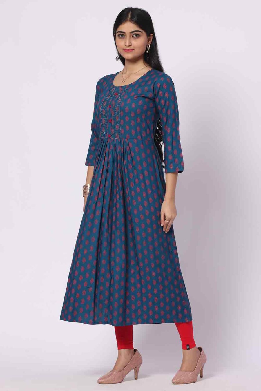 Foryourself Navy Blue with print and stone work Kurti