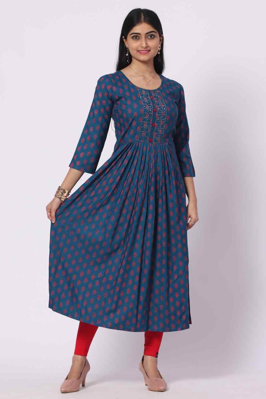 Foryourself Navy Blue with print and stone work Kurti