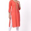 For-Yourself-Orange-with-zari-work-Kurti-Closeup-Cloth-3 Foryourself Orange with Zari work Kurti