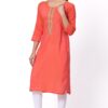 For-Yourself-Orange-with-zari-work-Kurti-Closeup-Cloth-4 Foryourself Orange with Zari work Kurti