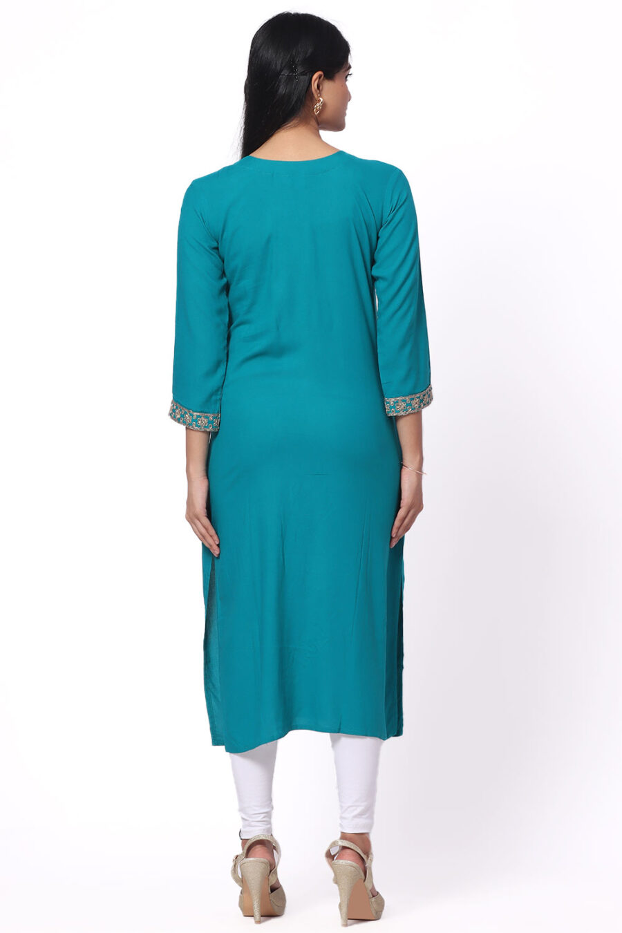 For-Yourself-Peacock-with-chamiki-work-Kurti-Closeup-Cloth-6 Foryourself Peacock Blue with Chamki work Kurti