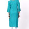 For-Yourself-Turquoise-Blue-With-print-Kurti-Closeup-Cloth-6 Foryourself Turquoise Blue With print & Chamki Work Kurti