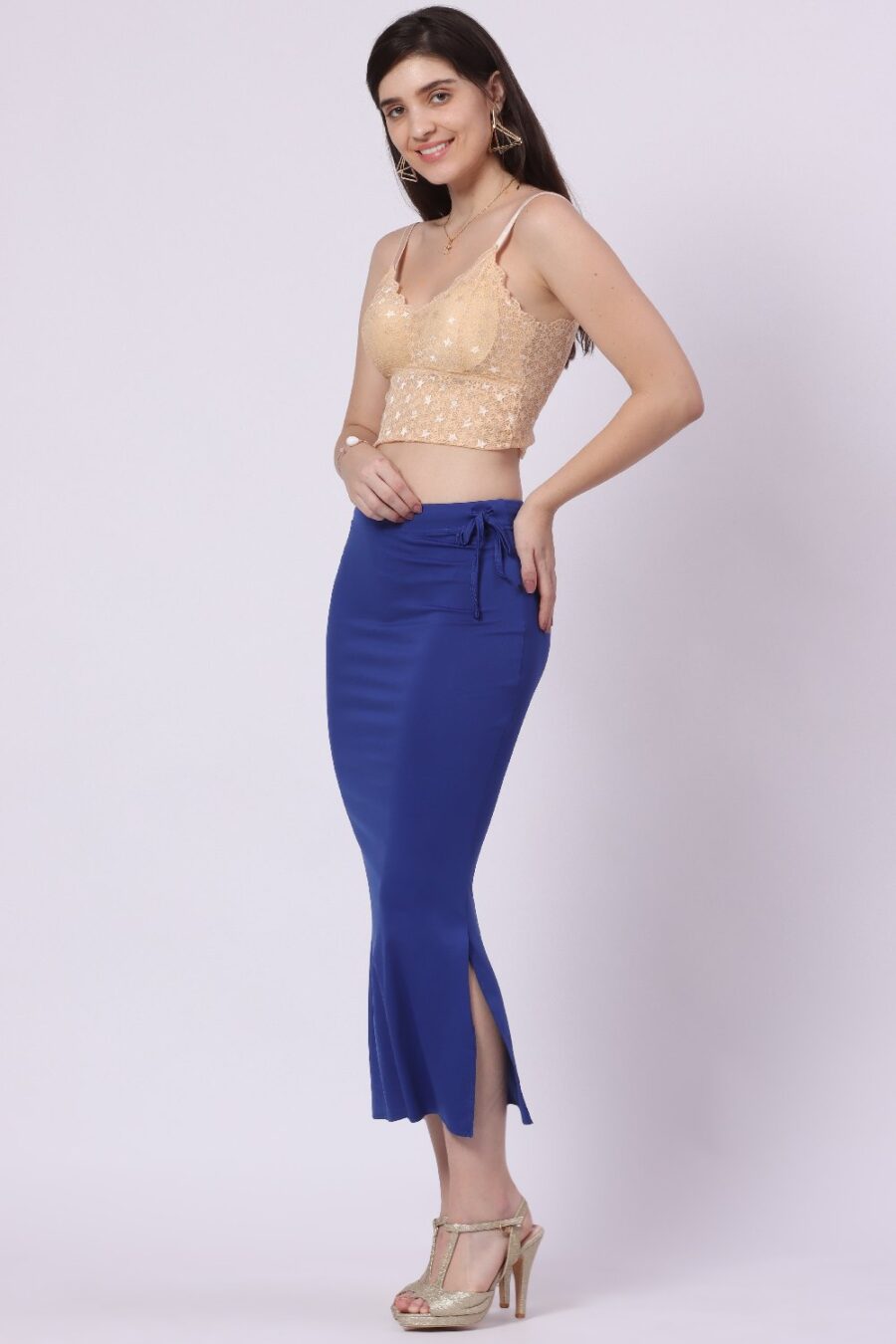 Foryourself Women Royal Blue Plain – Saree Shape Wear