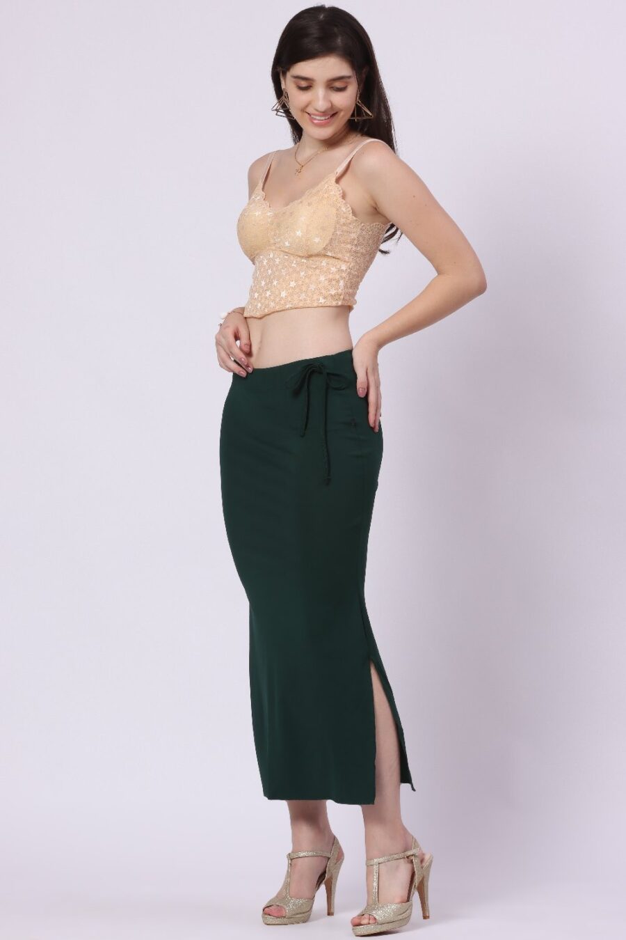 Foryourself Women Bottle Green Plain – Saree Shape Wear