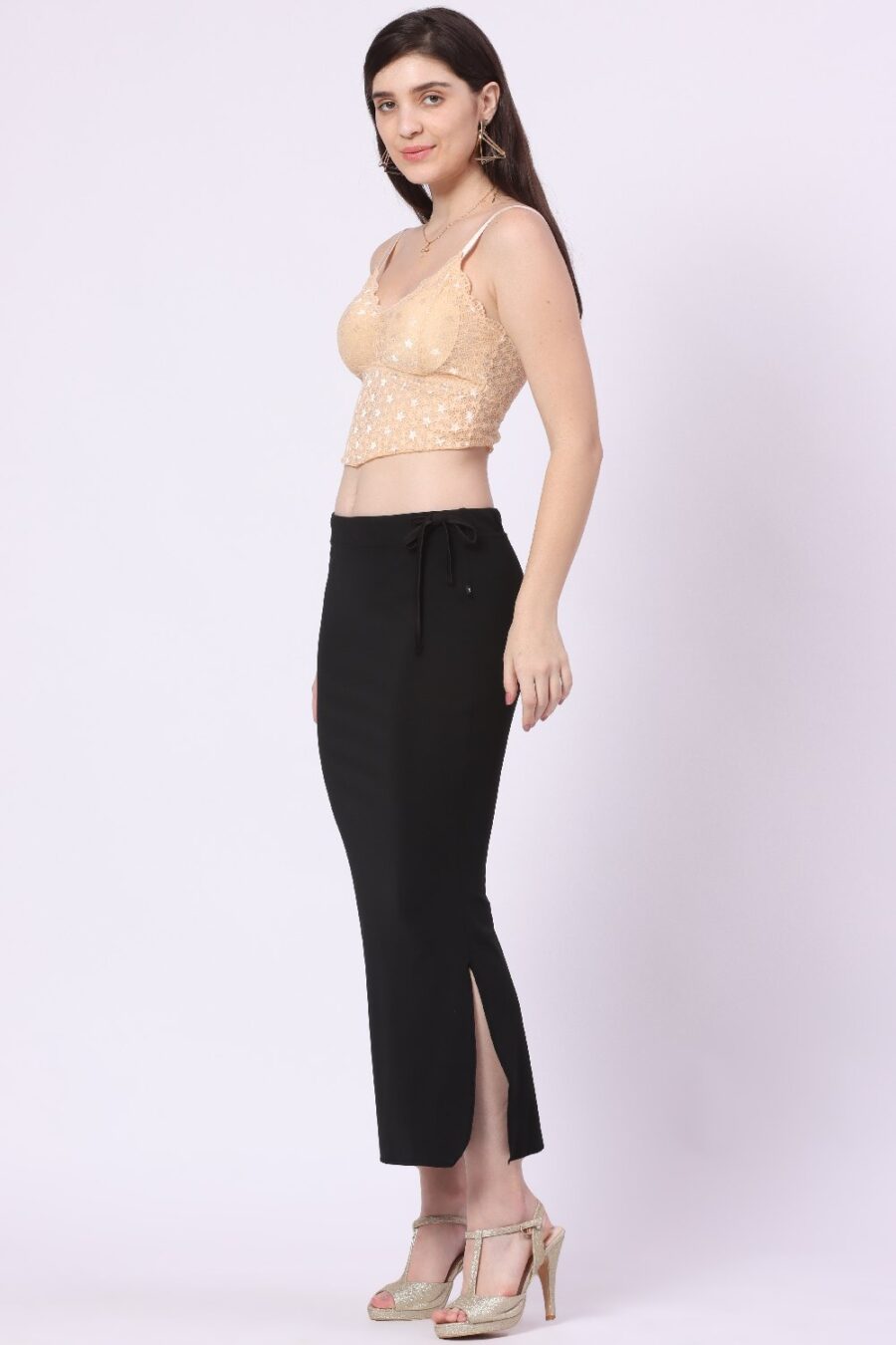 Foryourself Women Black Plain – Saree Shape Wear