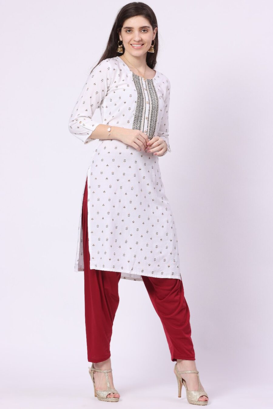 Foryourself Women Maroon Plain Patiyala Pant