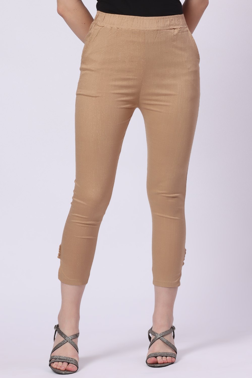 Foryourself Women Light Brown Plain Cigar Pant