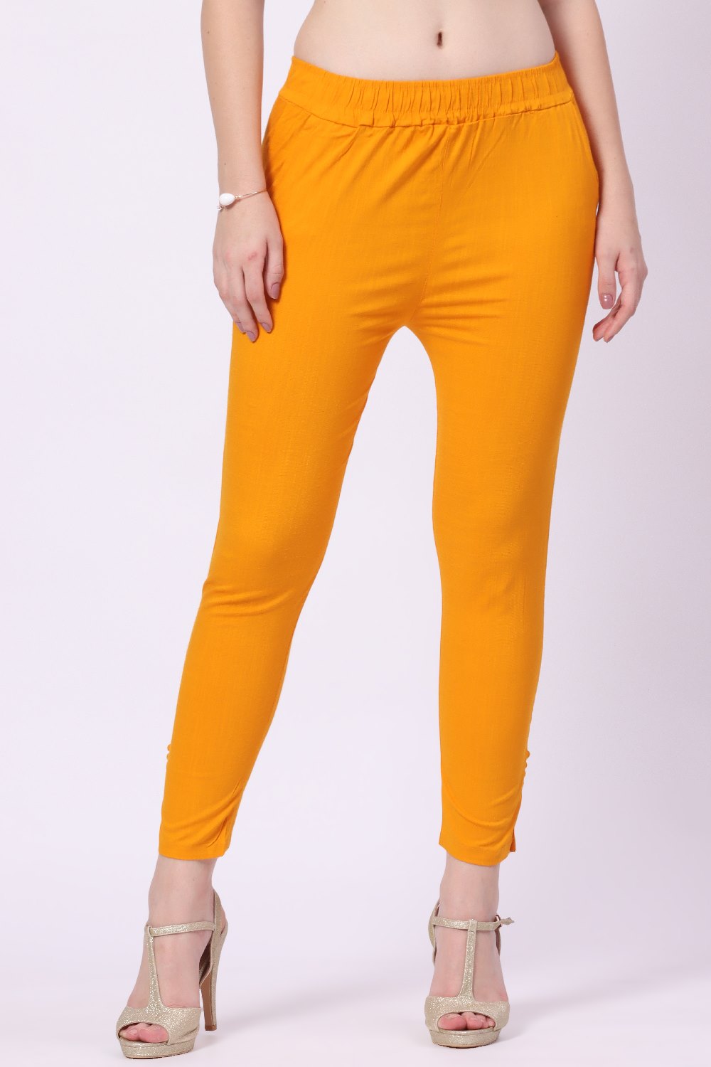 Foryourself Women Mustard Plain Cigar Pant