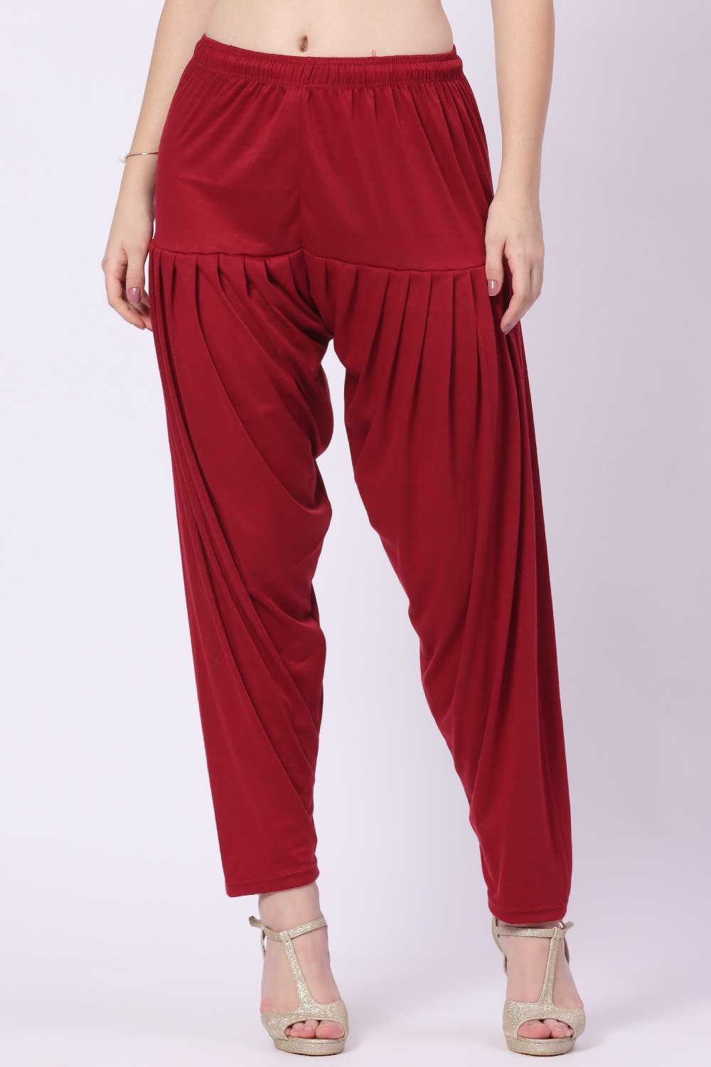 Foryourself Women Maroon Plain Patiyala Pant