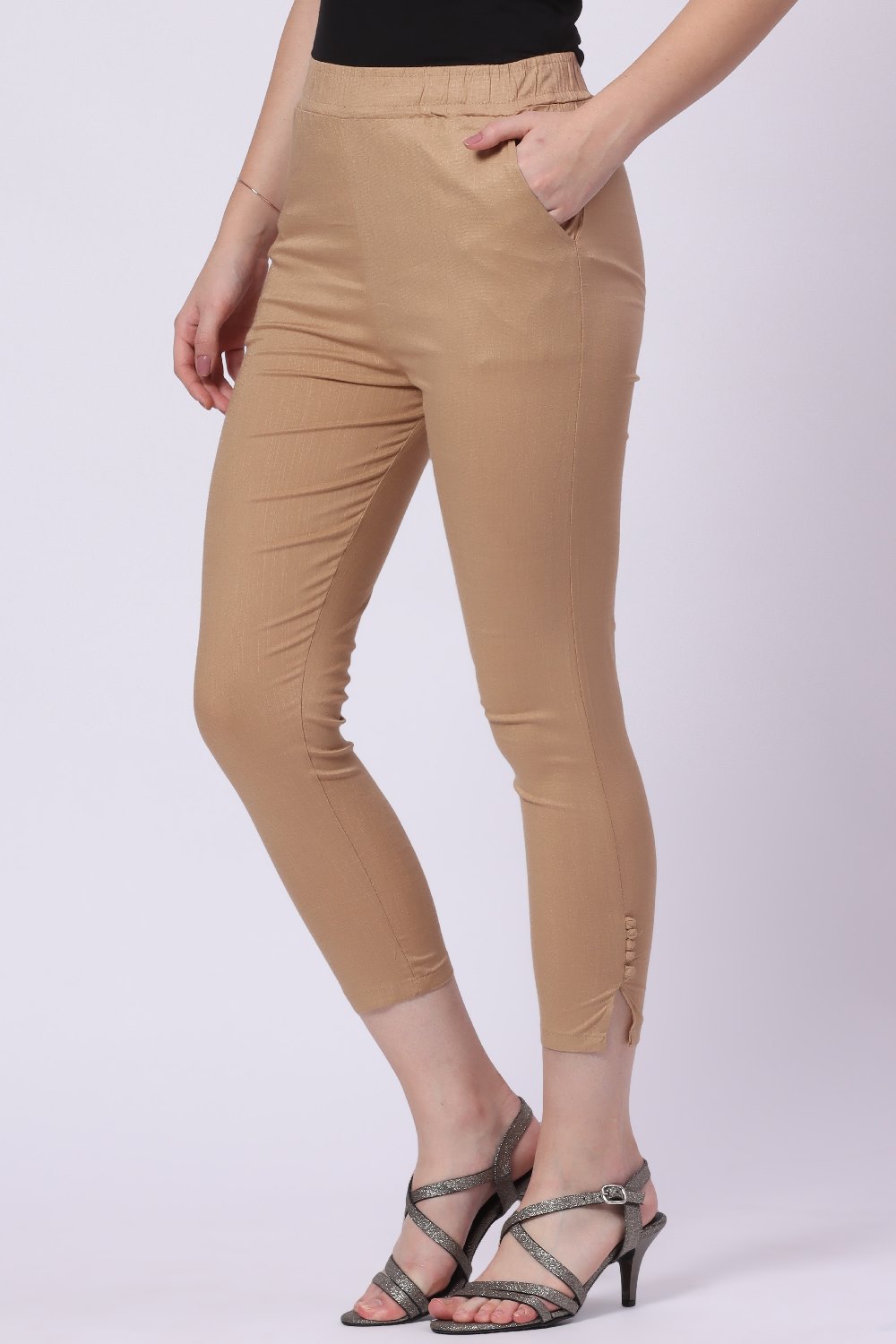 Foryourself Women Light Brown Plain Cigar Pant