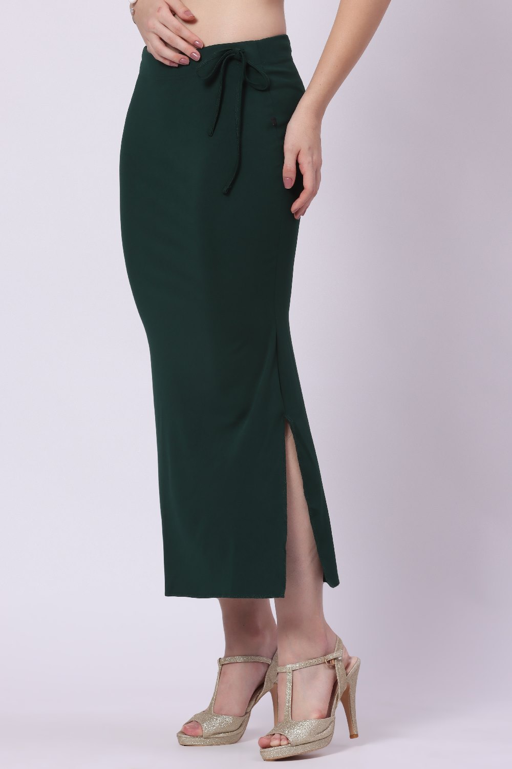 Foryourself Women Bottle Green Plain – Saree Shape Wear