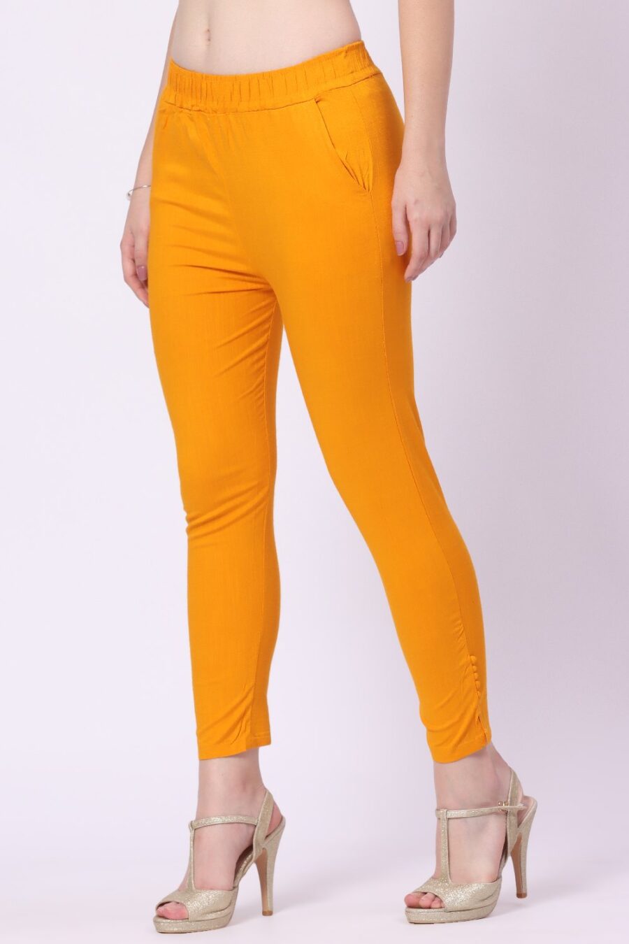 Foryourself Women Mustard Plain Cigar Pant