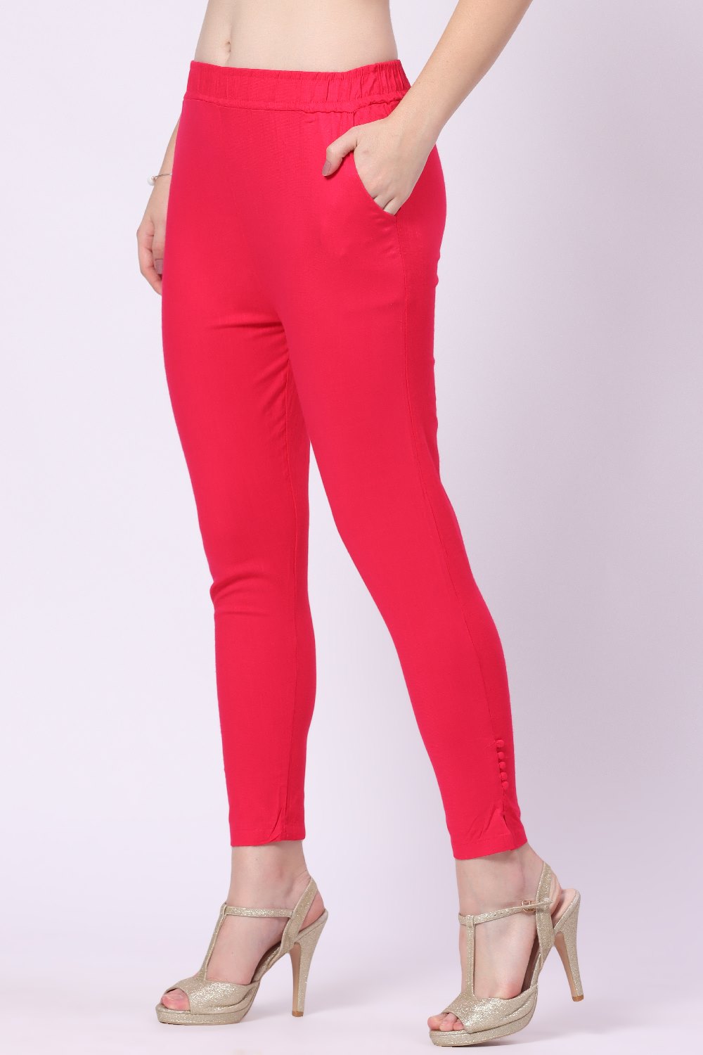 Foryourself Women Pink Plain Cigar Pant