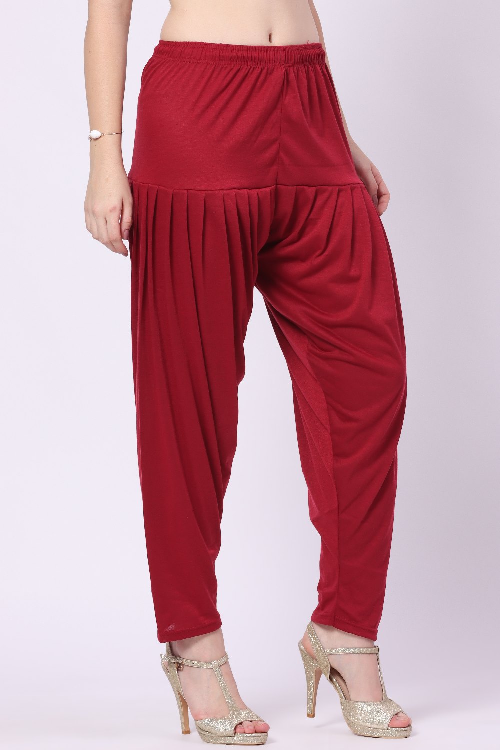 Foryourself Women Maroon Plain Patiyala Pant