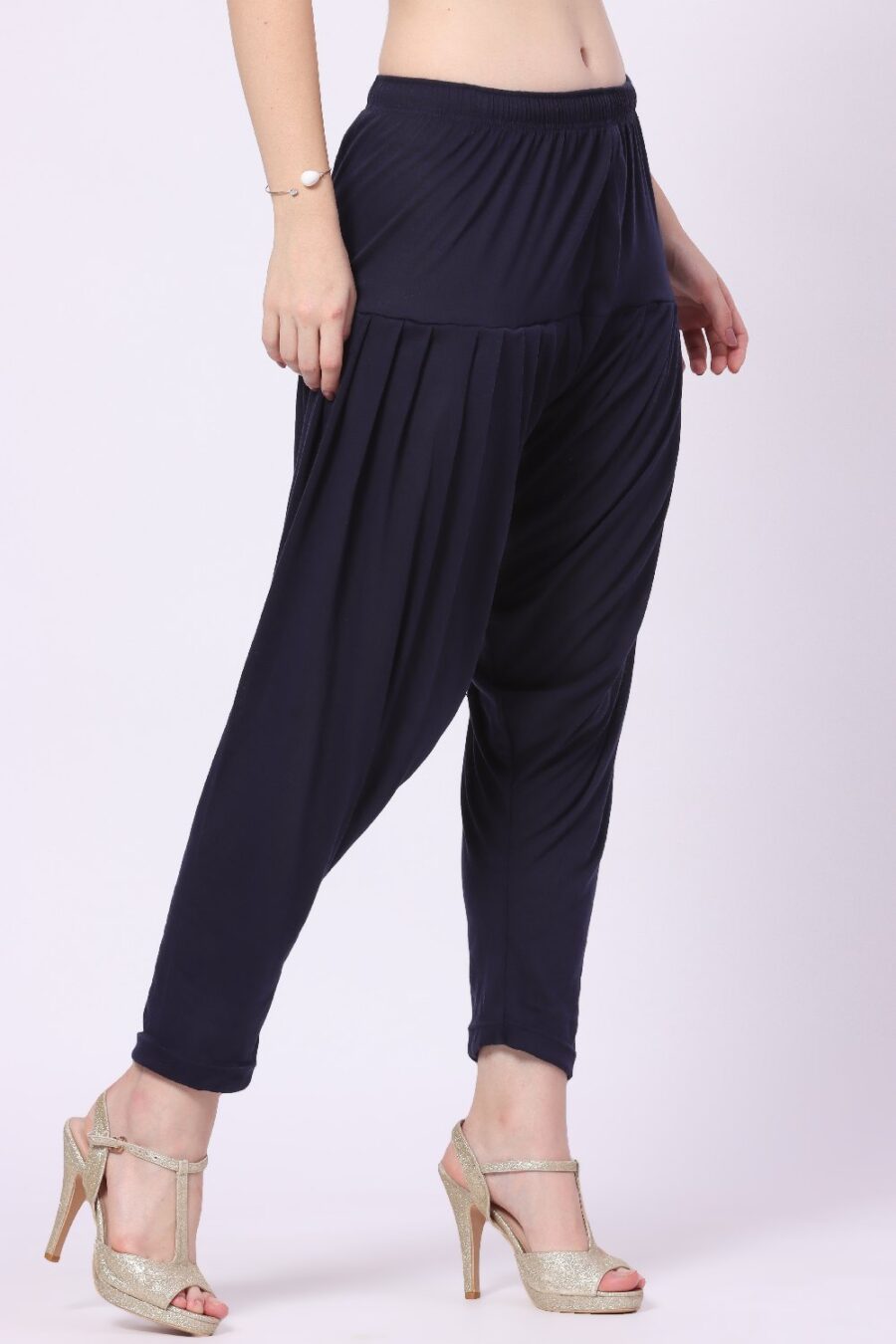 Foryourself Women Navy Blue Plain Patiyala Pant