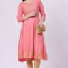1-1 Foryourself Baby Pink with Embroidery & Golden print worked kurti