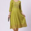 1-1 Foryourself Green with Embroidery & Golden Print worked kurti