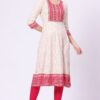 2-1 Foryourself Cream with Pink Embroidery and Print worked Kurti