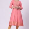 2-1 Foryourself Baby Pink with Embroidery & Golden print worked kurti