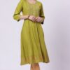 2-1 Foryourself Green with Embroidery & Golden Print worked kurti