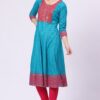3-1 Foryourself Sky Blue with Red Embroidery and print worked Kurti