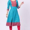 4-1 Foryourself Sky Blue with Red Embroidery and print worked Kurti