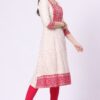 4-1 Foryourself Cream with Pink Embroidery and Print worked Kurti