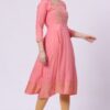 4-1 Foryourself Baby Pink with Embroidery & Golden print worked kurti