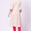5-1 Foryourself Cream with Pink Embroidery and Print worked Kurti