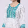 IMG_0586 Foryourself White with Sky Blue Embroidery and Print worked Kurti