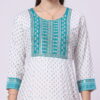 IMG_0587 Foryourself White with Sky Blue Embroidery and Print worked Kurti