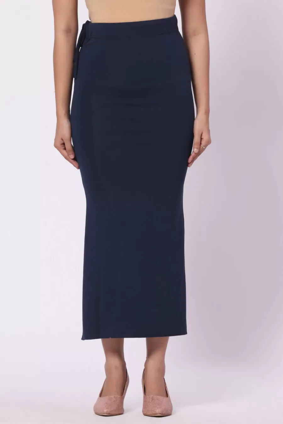 Foryourself Women Navy Blue Plain - Saree Shape Wear