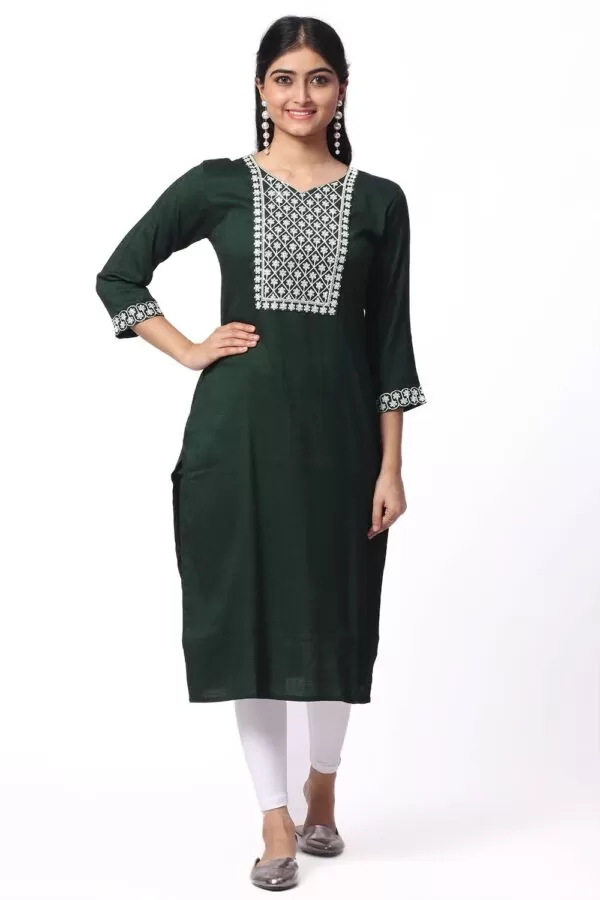 Foryourself Bottle Green with Embroidery kurti