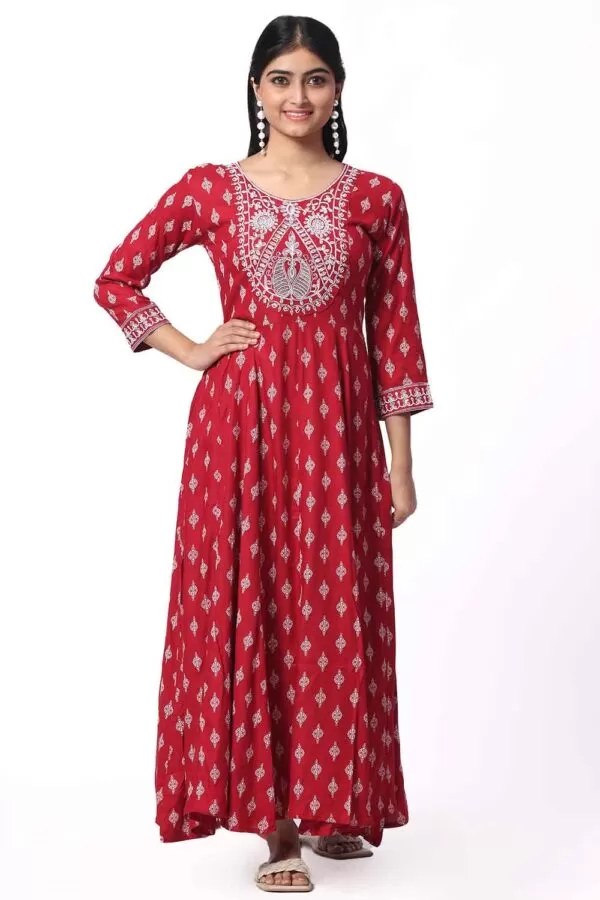 Foryourself Maroon with Print & Embroidery work Kurti