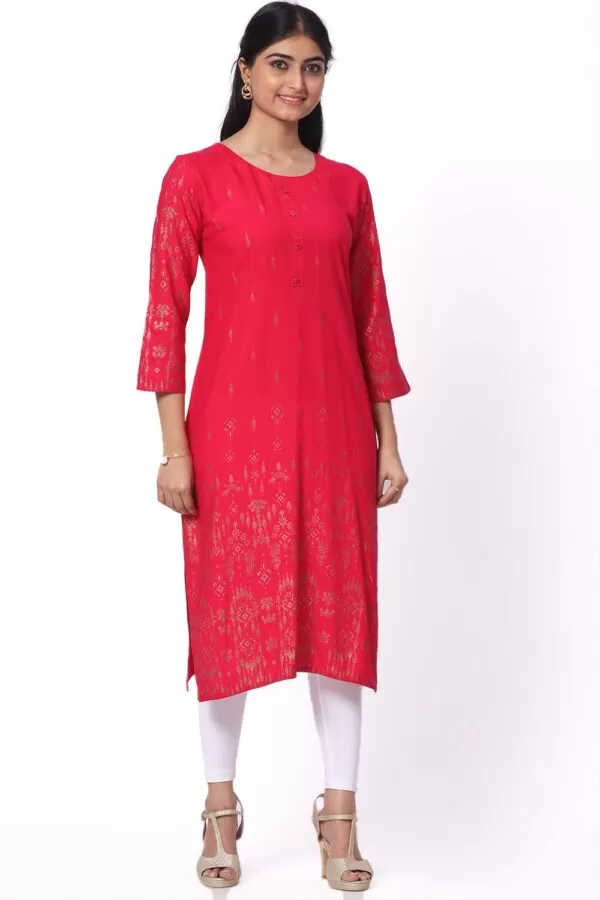 Foryourself Red with printed design Kurti