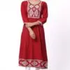 For-Yourself-Red-with-White-Kurti-1 Foryourself Maroon with White Embroidery Kurti