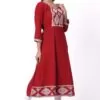 For-Yourself-Red-with-White-Kurti-3 Foryourself Maroon with White Embroidery Kurti