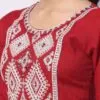 For-Yourself-Red-with-White-Kurti-Closeup-Cloth-1 Foryourself Maroon with White Embroidery Kurti