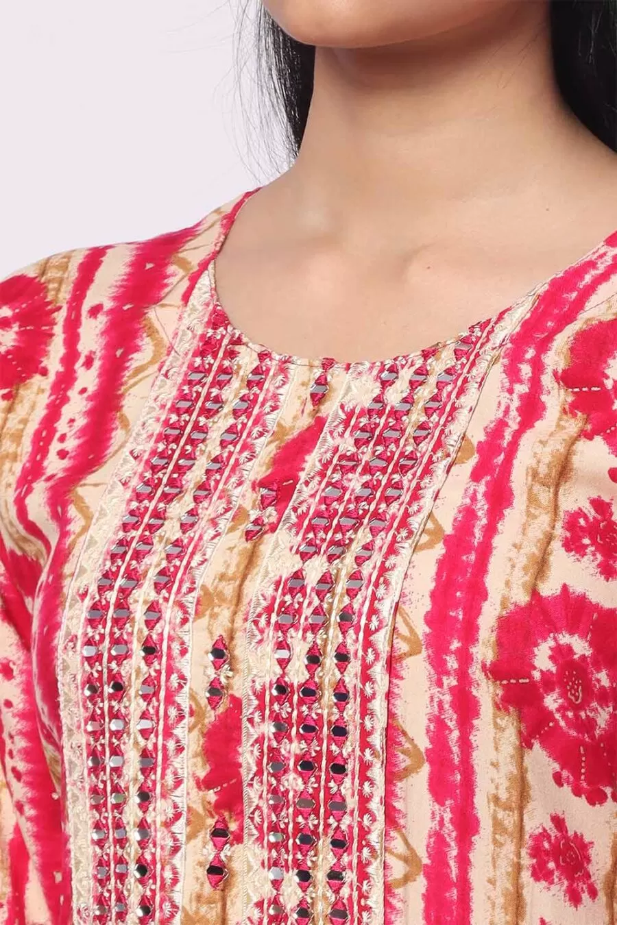 Foryourself Red with Sandal print work Kurti