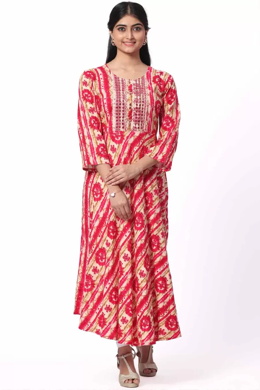 Foryourself Red with Sandal print work Kurti