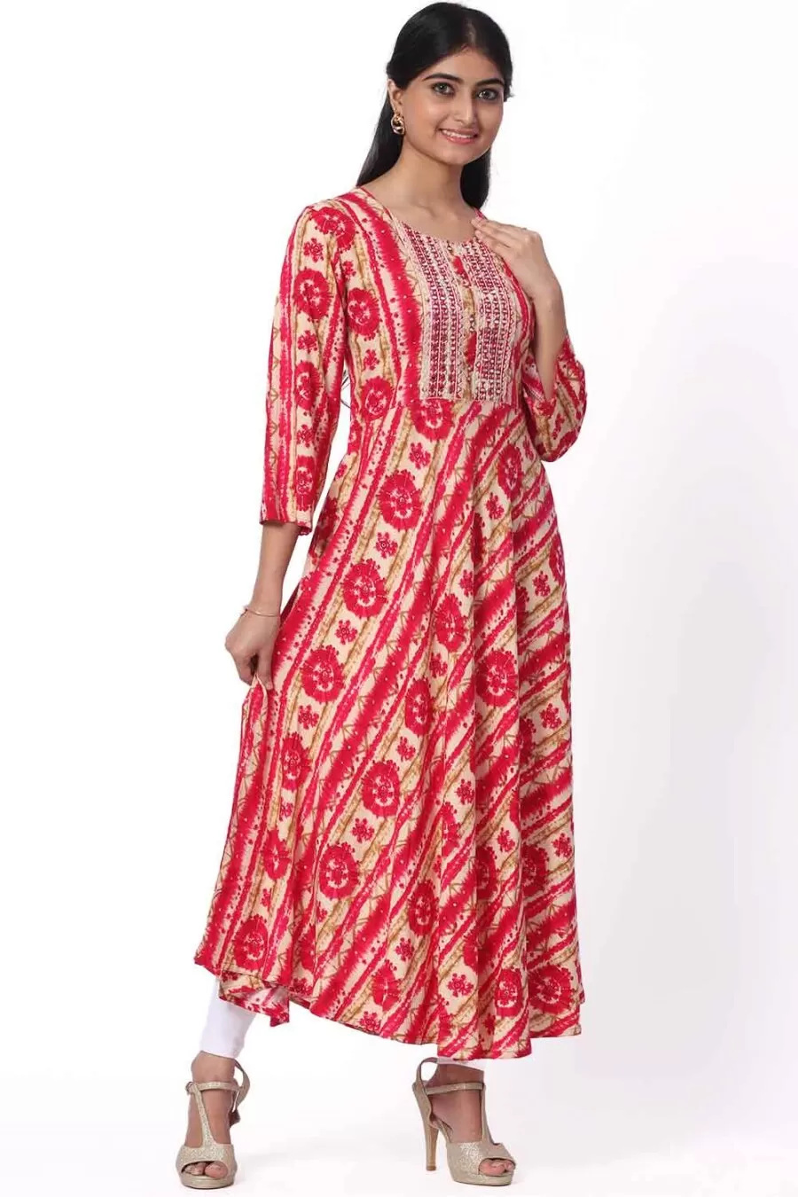 Foryourself Red with Sandal print work Kurti