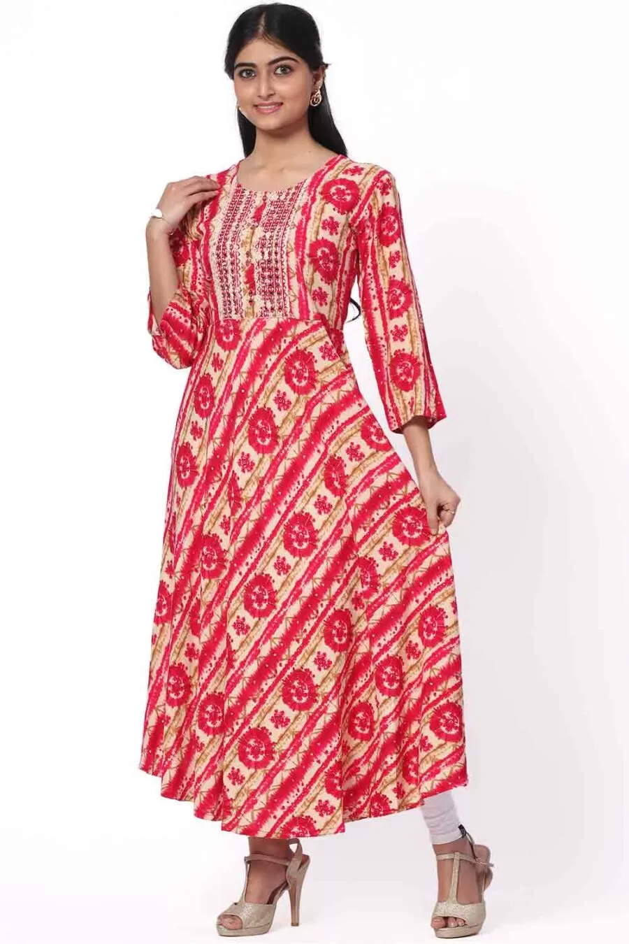 Foryourself Red with Sandal print work Kurti