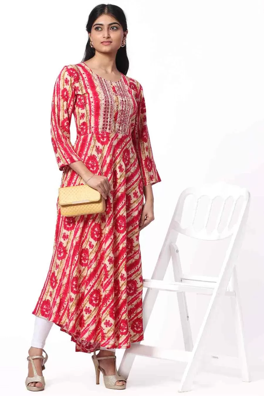 Foryourself Red with Sandal print work Kurti