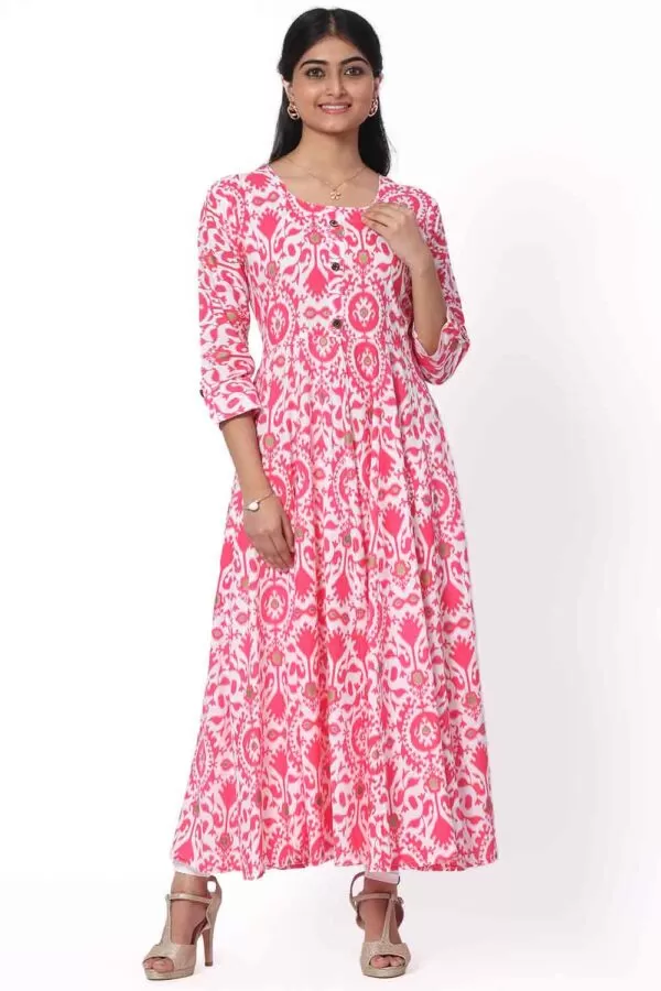 Foryourself White with Red print work Kurti