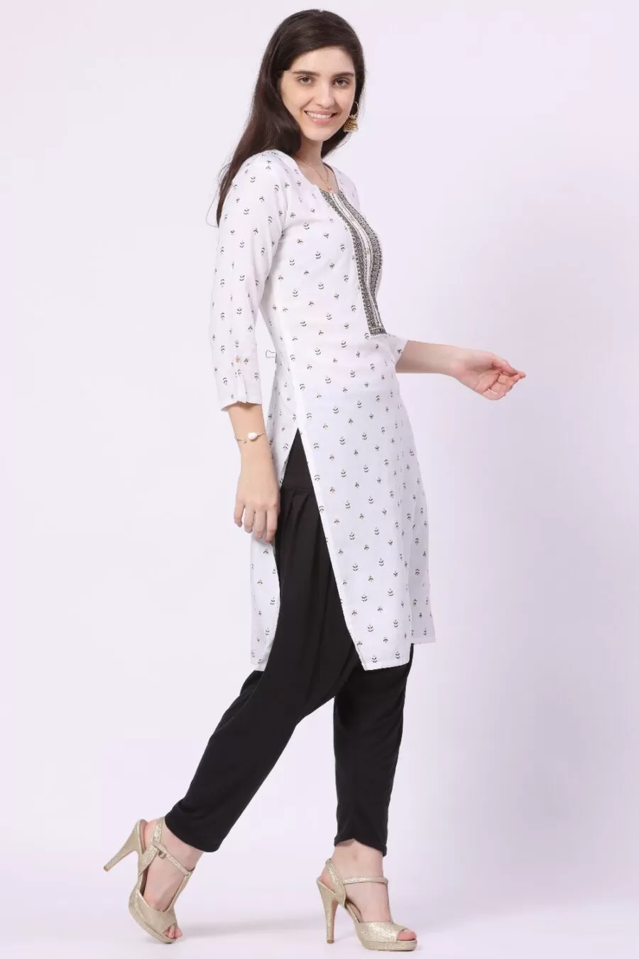 Foryourself Women Black Plain Patiyala Pant