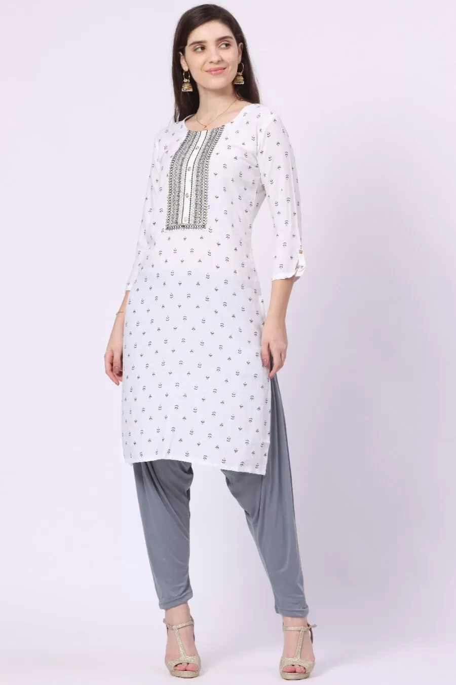 Foryourself Women Grey Plain Patiyala Pant